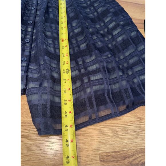 Gal Meets Glam Mackenzie Dress 14 Windowpane Jacquard Navy Plaid Shirt Dress - Picture 9 of 10